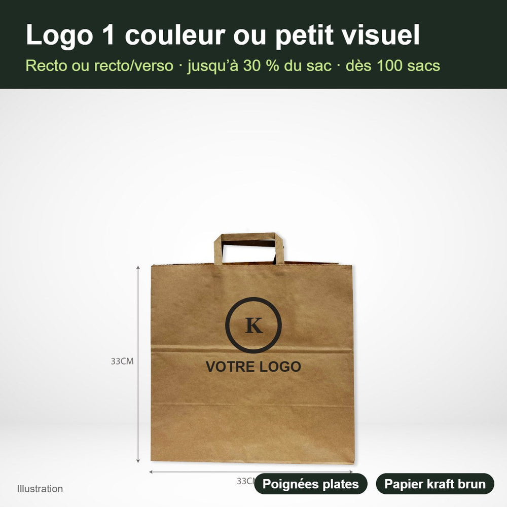 Sacs en papier avec poignées plates – de 100 à 3 000 sacs