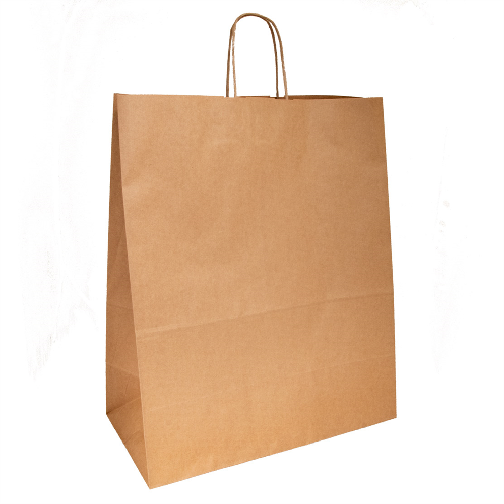 Grand sac papier kraft anses torsadées personnalisé – Kraft brun · 40+20x48 cm