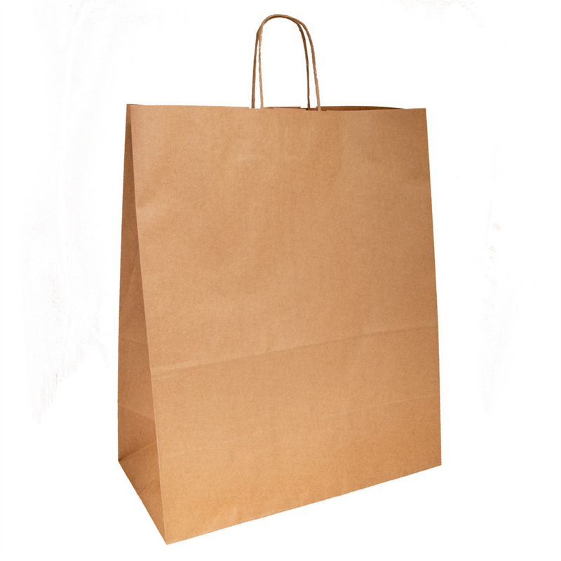 Grand sac papier kraft anses torsadées personnalisé – Kraft brun · 40+20x48 cm