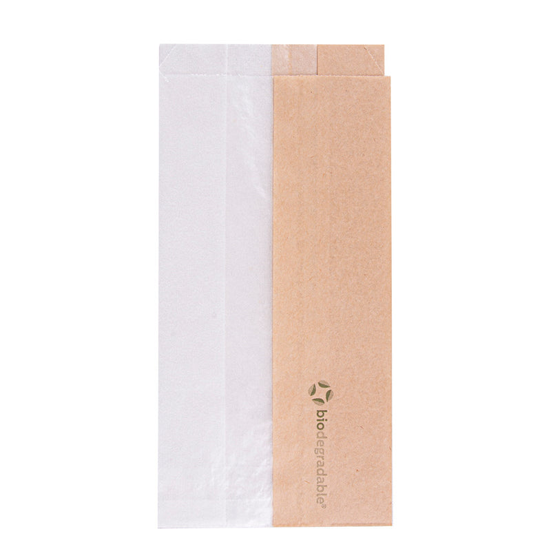 Sachet sandwich personnalisé ingraissable avec fenêtre papier – 9+5,5x18 cm · naturel · 38 g/m²