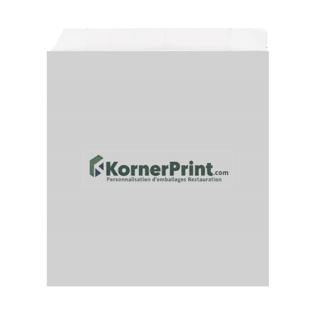 Sachet ouvert 2 côtés doublé aluminium personnalisé avec un logo (exemple Kornerprint) – 16x16,5 cm · parchemin + aluminium