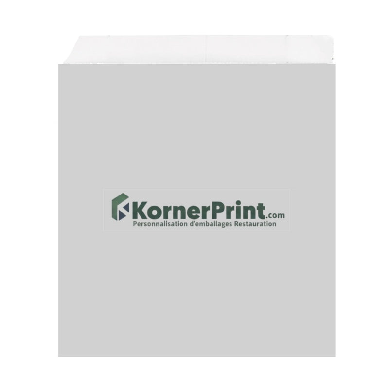 Sachet ouvert 2 côtés doublé aluminium personnalisé avec un logo (exemple Kornerprint) – 16x16,5 cm · parchemin + aluminium