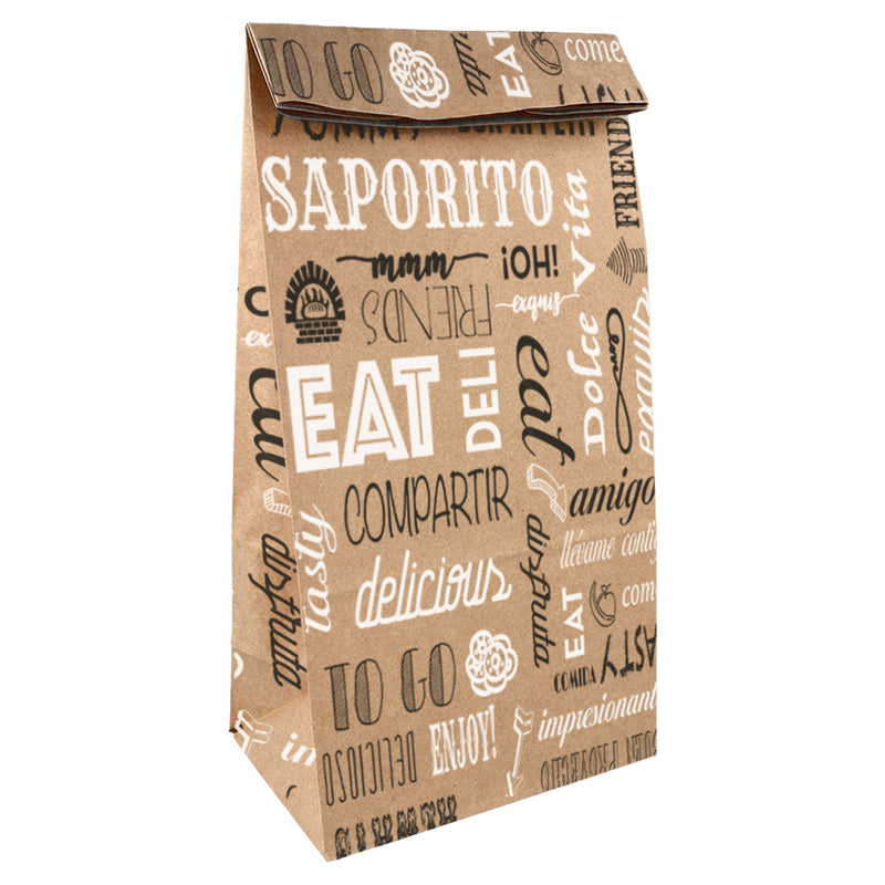 Sac sans poignée personnalisé kraft + aluminium – 18+12x28 cm · 50+20 g/m²