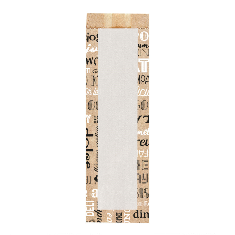 Sachet sandwich personnalisé ingraissable avec fenêtre cristal – 9+4,5x30 cm · naturel · 38 g/m²