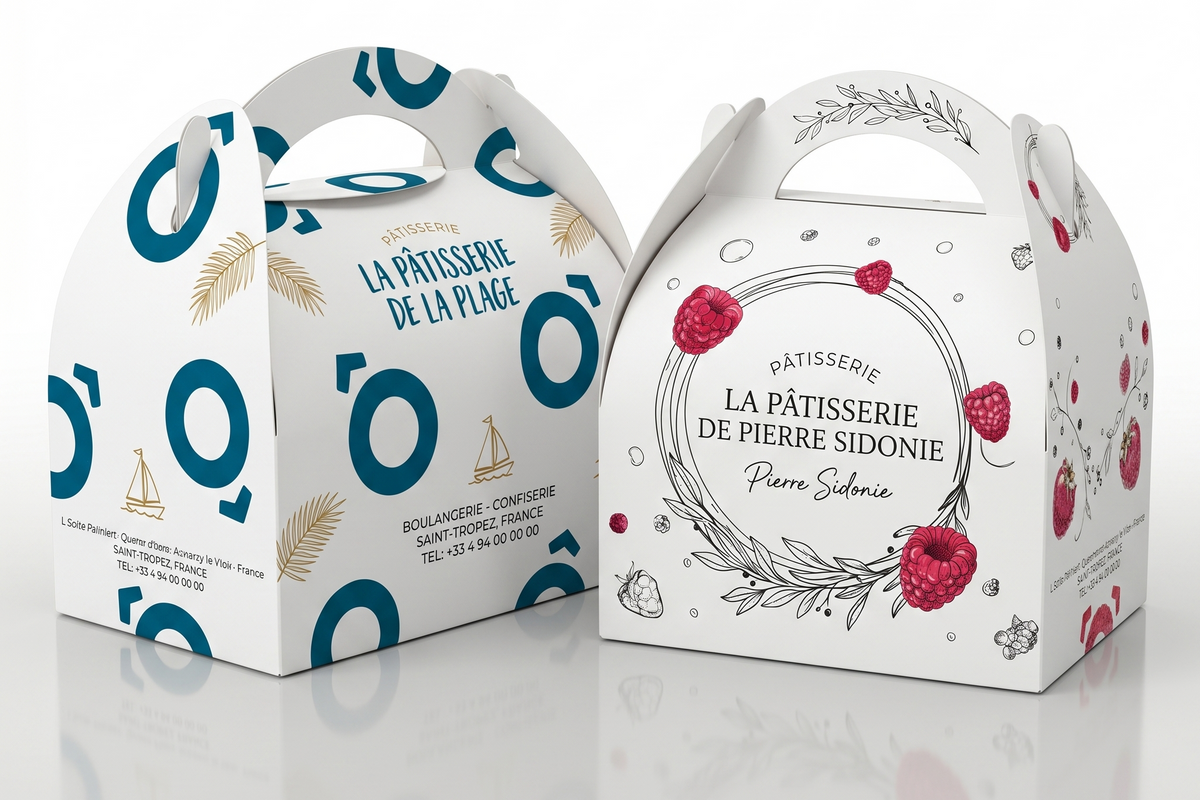 Boîte pâtissière personnalisée – Avec poignée