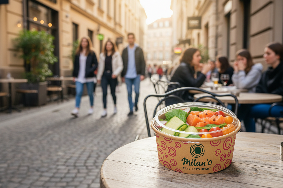 Pot à salade en carton kraft brun personnalisable avec votre logo