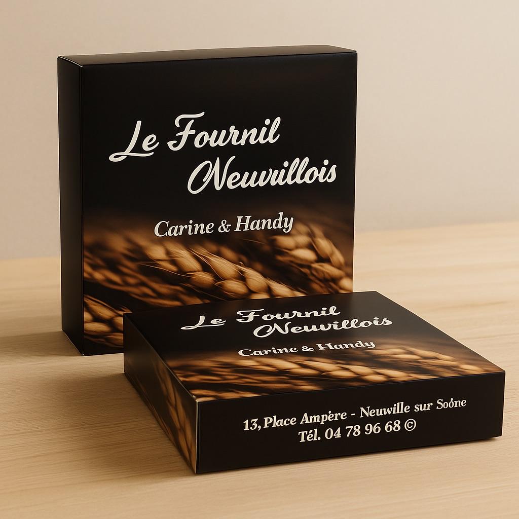 Boîte pâtissière personnalisée hauteur 5 cm – impression offset