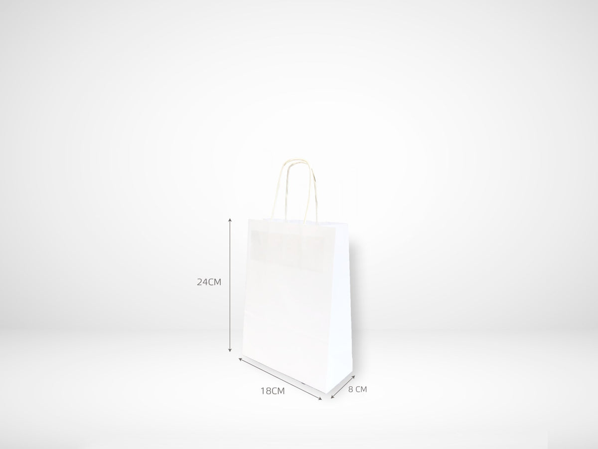 Sac blanc poignées torsadées 18+8x24 cm
