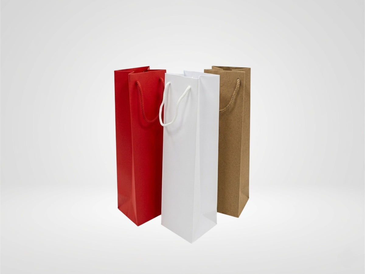 Sac bouteille de luxe pelliculé personnalisé – impression offset, poignées cordon