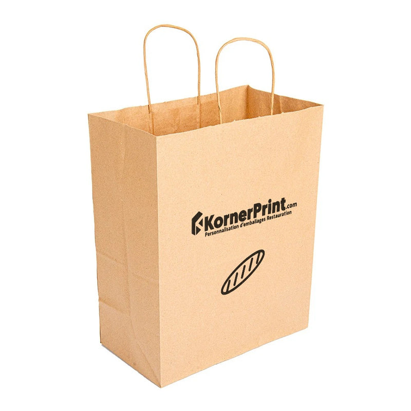Sac SOS kraft avec anses 26+14x32 cm personnalisé avec logo – exemple d'impression