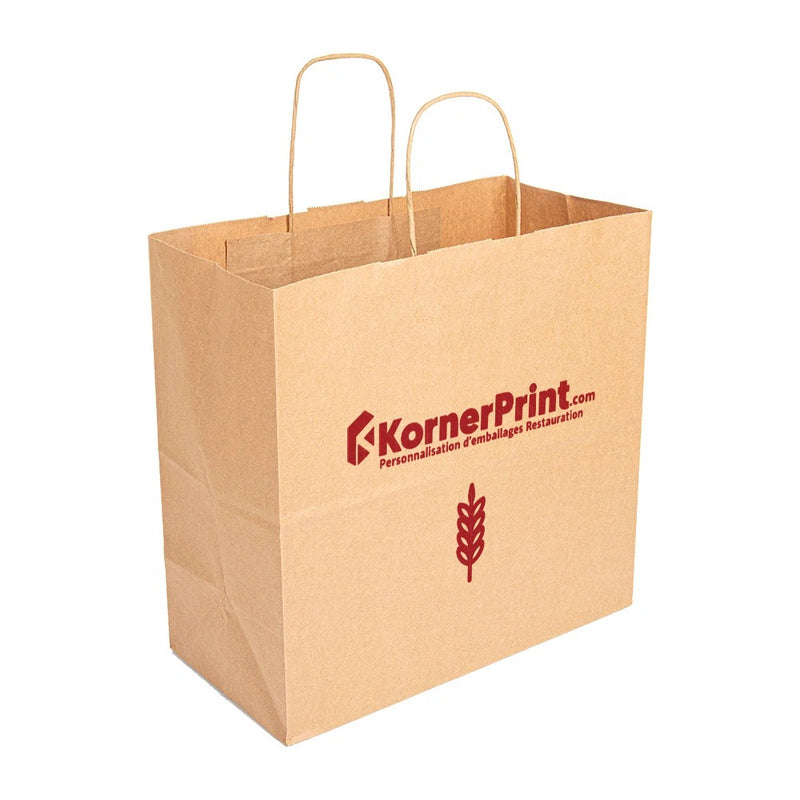 Sac SOS kraft avec anses 32+16x31 cm personnalisé avec logo – exemple d'impression