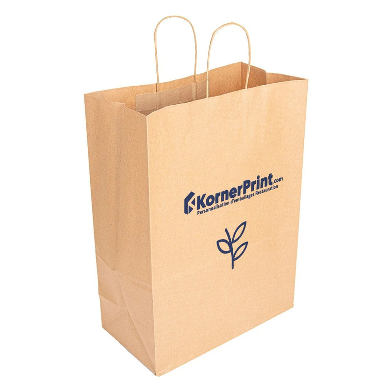 Sac SOS kraft avec anses 32+16x43 cm personnalisé avec logo – exemple d'impression