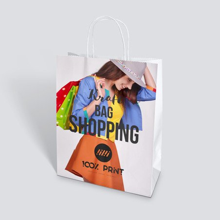 Sac traiteur SOS blanc à anses personnalisé 26+17x24 cm