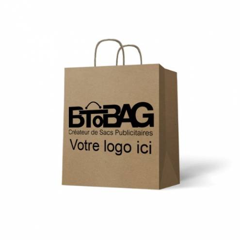 Sac traiteur SOS kraft à anses personnalisé 26+17x24 cm